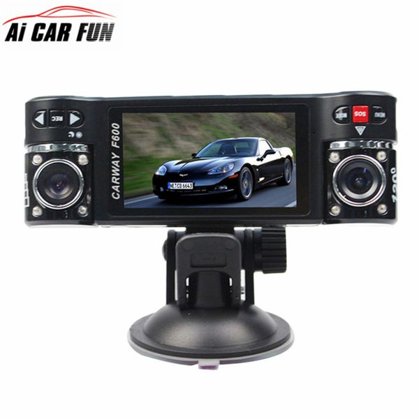 

car dvr 2.7" tft 8 lcd hd 1080p dual camera rotated lens vehicle driving digital usb speaker night vision camcorder dvrs f600