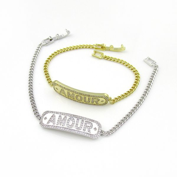 fashion thick chain punk zircon amour letters couple bracelet korean version the simple gold color bracelet female zk40, Golden;silver
fashion thick chain punk zircon amour letters couple bracelet korean version the simple gold color bracelet female zk40, Golden;silver
