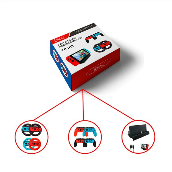 for nintend switch 10 in 1 game accessory kit including controller grip + steering wheel + charge dock + usb type-c cable r20
for nintend switch 10 in 1 game accessory kit including controller grip + steering wheel + charge dock + usb type-c cable r20