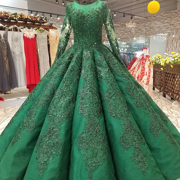 2019 new design luxury lebanon evening dresses dark green applique long tulle sleeve prom dresses lace up back beaded crystal prom dresses, Black
2019 new design luxury lebanon evening dresses dark green applique long tulle sleeve prom dresses lace up back beaded crystal prom dresses, Black
