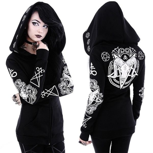 gothic punk print hoodies sweatshirts women long sleeve jacket zipper coat autumn winter female casual hoodie oversized hood, Black
gothic punk print hoodies sweatshirts women long sleeve jacket zipper coat autumn winter female casual hoodie oversized hood, Black