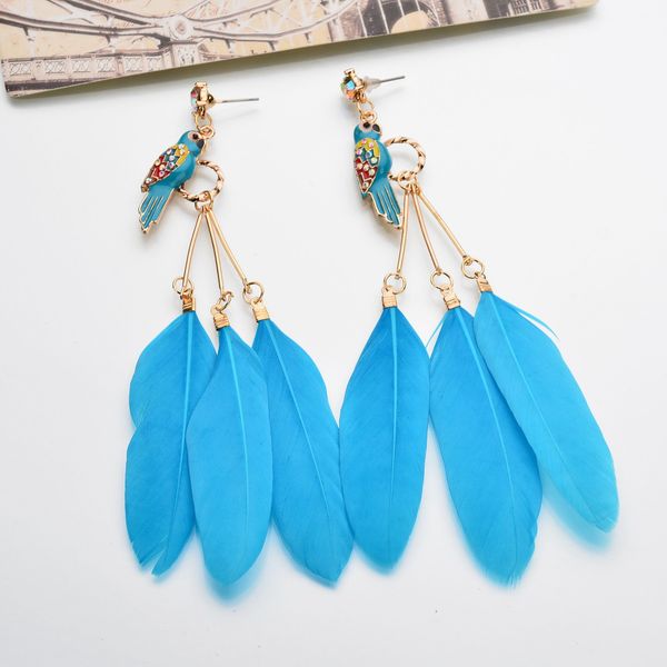 bohemia ethnic style jewelry painted parrot women earring long feather drop earrings for girls e676, Golden
bohemia ethnic style jewelry painted parrot women earring long feather drop earrings for girls e676, Golden