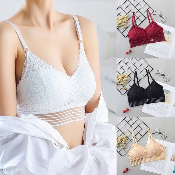 women sports bra women's fashion solid color v-neck lace bras crop vest summer strap tank, White;black
women sports bra women's fashion solid color v-neck lace bras crop vest summer strap tank, White;black