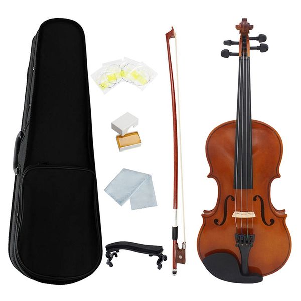 

violin natural acoustic solid wood spruce flame maple veneer violin fiddle with case rosin bow strings shoulder rest