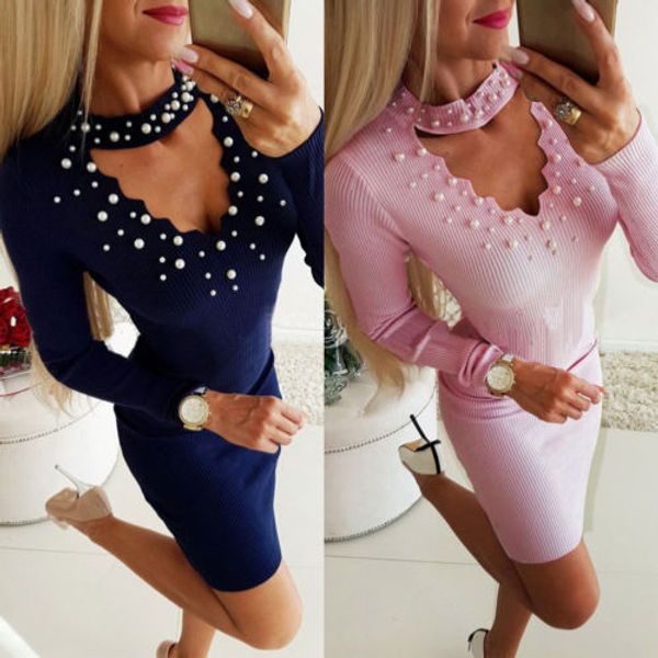 2019 long sleeve knit dress women bodycon strappy v pearl evening party short mini dress pencil, Black;gray
2019 long sleeve knit dress women bodycon strappy v pearl evening party short mini dress pencil, Black;gray