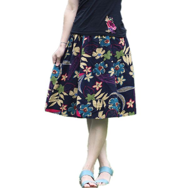 fashion elegant floral print women knee length skirts summer loose ladies a line skirts elastic waist ladies femme courte mz1460, Black
fashion elegant floral print women knee length skirts summer loose ladies a line skirts elastic waist ladies femme courte mz1460, Black
