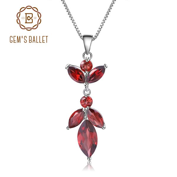 GEM'S BALLET 2.94Ct Natural Red Garnet Pure 925 Sterling Silver Flower Pendant Necklace for Women Fashion Wedding Fine Jewelry 
GEM'S BALLET 2.94Ct Natural Red Garnet Pure 925 Sterling Silver Flower Pendant Necklace for Women Fashion Wedding Fine Jewelry