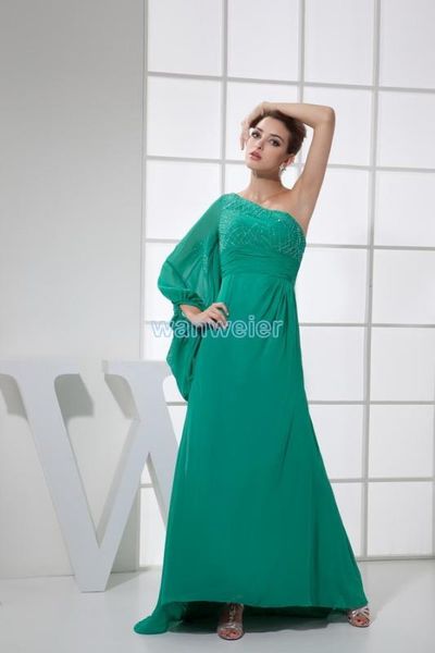 one shoulder long sleeve 2016 new vestido formal muslim custom made beading chiffon women celebrity dresses, Black
one shoulder long sleeve 2016 new vestido formal muslim custom made beading chiffon women celebrity dresses, Black