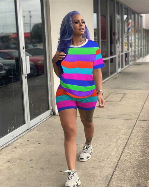 Sports Casual Rainbow Strip Two Piece Set Women Tracksuits Designer Clothing Sets Summer Fashion 2pcs Suits
Sports Casual Rainbow Strip Two Piece Set Women Tracksuits Designer Clothing Sets Summer Fashion 2pcs Suits