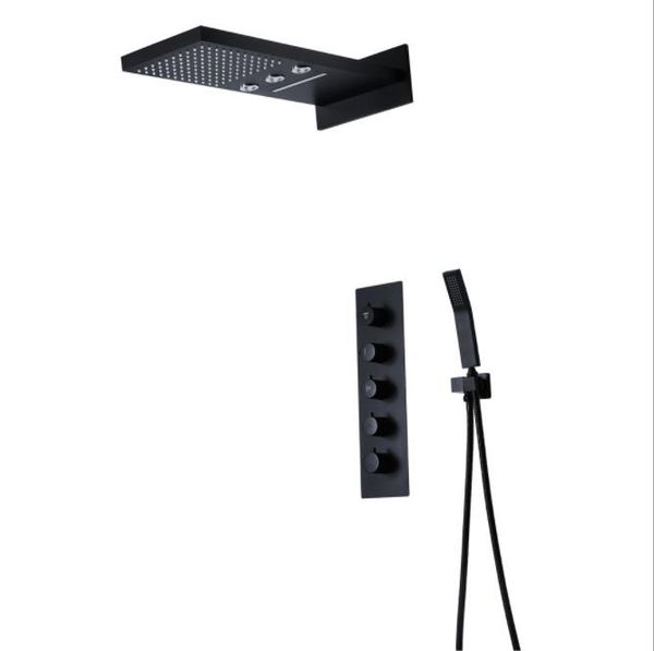 luxury black complete shower faucet set 3 way water flow shower head rainfall waterfall rotating multi function shower set thermostatic
luxury black complete shower faucet set 3 way water flow shower head rainfall waterfall rotating multi function shower set thermostatic
