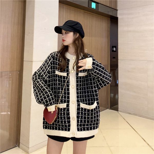 new sweater coat spring autumn lattice long-sleeved single-breasted female casual loose wild style simple fashion coat d316, White
new sweater coat spring autumn lattice long-sleeved single-breasted female casual loose wild style simple fashion coat d316, White