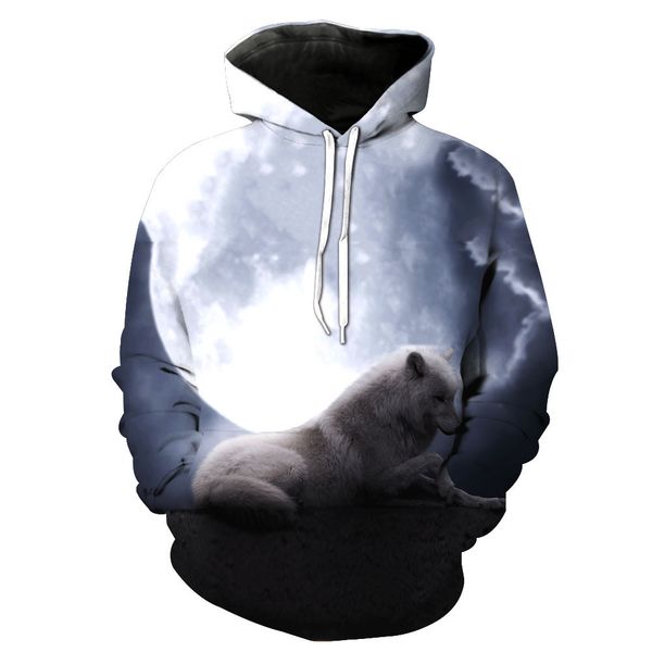 the new white wolf printed hooded pocket pullover men's tide hooded men's clothing, Black
the new white wolf printed hooded pocket pullover men's tide hooded men's clothing, Black