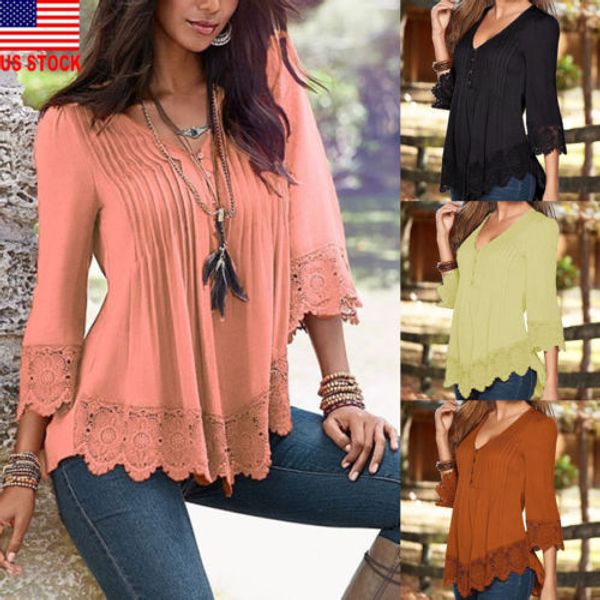 new fashion us stock women's loose lace v-neck pullover lace t shirts chiffon spring and autumn, White
new fashion us stock women's loose lace v-neck pullover lace t shirts chiffon spring and autumn, White