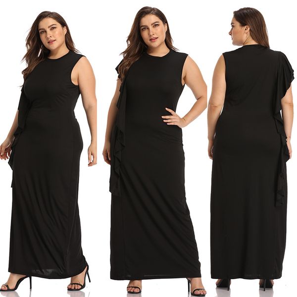 summer black party dresses women plus size 3xl 4xl sleeveless ruffles high waist tunic o-neck solid long maxi dress ladies, Black;gray
summer black party dresses women plus size 3xl 4xl sleeveless ruffles high waist tunic o-neck solid long maxi dress ladies, Black;gray