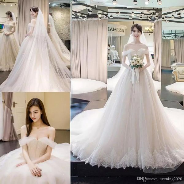 plus size elegant a line wedding dresses sweetheart off the shoulder applique lace up cathedral train tulle wedding gowns, White
plus size elegant a line wedding dresses sweetheart off the shoulder applique lace up cathedral train tulle wedding gowns, White