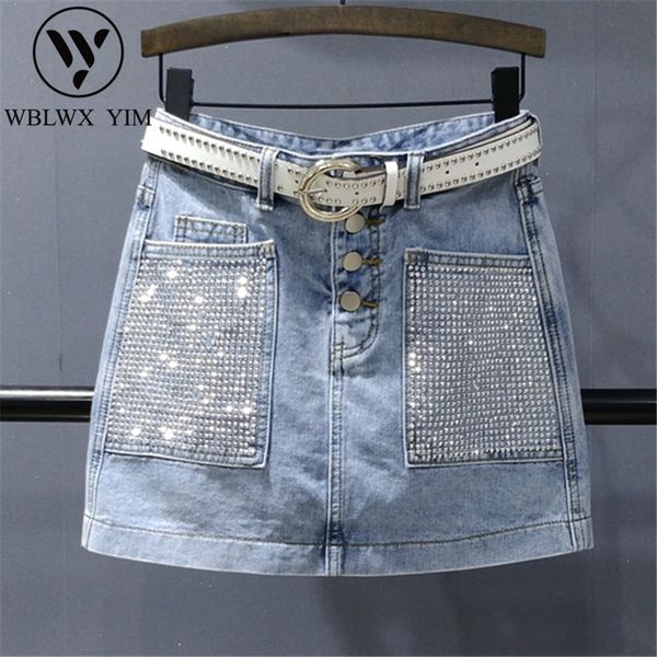 skirts single breasted high waist denim skirt summer loose a-line mini fashion rhinestones pocket washed jeans short women, Black
skirts single breasted high waist denim skirt summer loose a-line mini fashion rhinestones pocket washed jeans short women, Black
