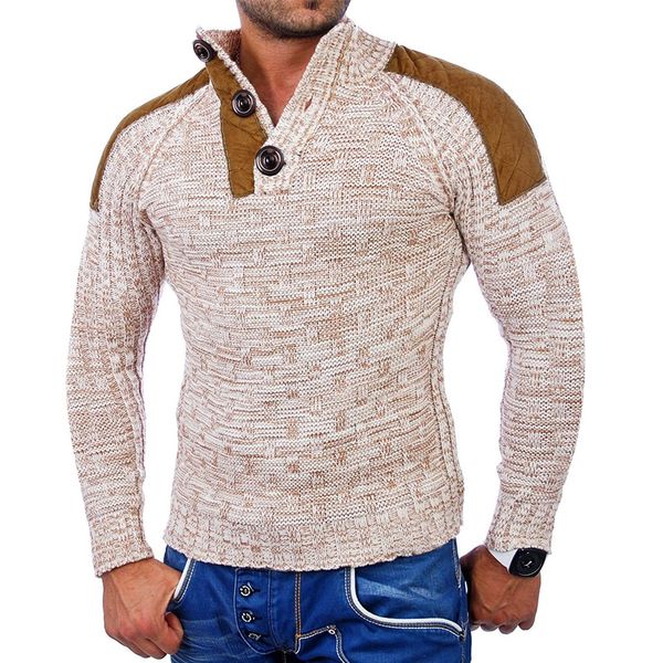 men' sweater patchwork big button v-neck sweater 2019 trends autumn winter splicing casual long sleeve knitting sweaters, White;black
men' sweater patchwork big button v-neck sweater 2019 trends autumn winter splicing casual long sleeve knitting sweaters, White;black