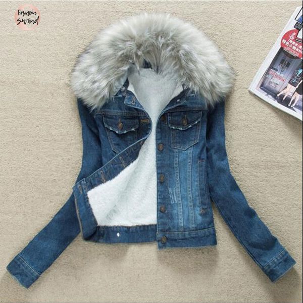 denim jacket winter 2019 fur collar denim jackets plus velvet warm parka outerwear women lj162 cashmere cotton coat fashion, Black;brown
denim jacket winter 2019 fur collar denim jackets plus velvet warm parka outerwear women lj162 cashmere cotton coat fashion, Black;brown