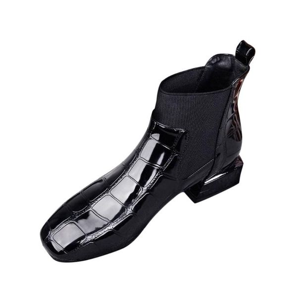 patent leather short boots women fashion square toe thick heel solid slip on casual winter shoes women botas feminina, Black
patent leather short boots women fashion square toe thick heel solid slip on casual winter shoes women botas feminina, Black