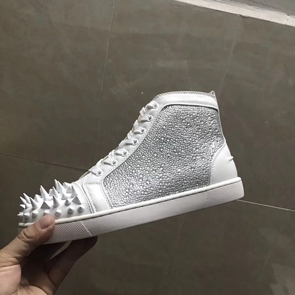 2018 exclusive new fashion mens patchwork with spikes red bottom casual shoes womens high gentleman sneakers size 35-47, Black
2018 exclusive new fashion mens patchwork with spikes red bottom casual shoes womens high gentleman sneakers size 35-47, Black