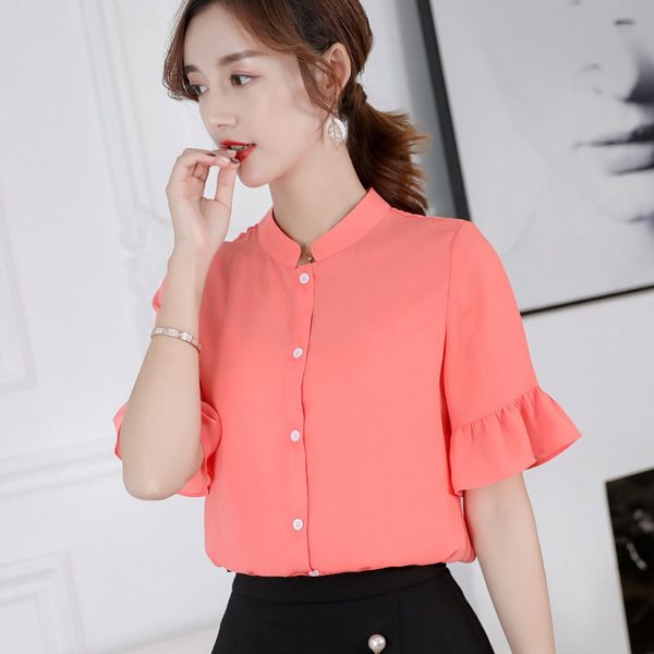 elegant ladies office shirt summer ruffle short sleeve chiffon blouse women korean fashion button slim fit blusas mujer, White
elegant ladies office shirt summer ruffle short sleeve chiffon blouse women korean fashion button slim fit blusas mujer, White