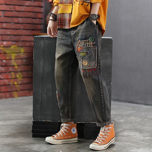 women jeans denim pants cartoon patchwork retro vintage fashion casual big loose long for autumn winter az57311519, Blue
women jeans denim pants cartoon patchwork retro vintage fashion casual big loose long for autumn winter az57311519, Blue