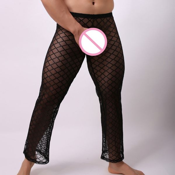 men long pants breathable thin mesh pajamas trousers pajamas pants stage performance transparent male sleep bottoms, Black
men long pants breathable thin mesh pajamas trousers pajamas pants stage performance transparent male sleep bottoms, Black