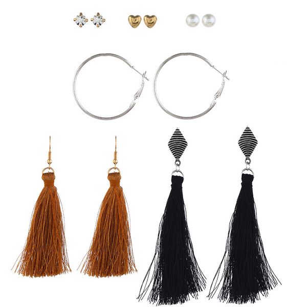 2019 time-limited brinco earings europe and america mirror new long style tassel 6-pair suit earrings bohemia love wholesale, Silver
2019 time-limited brinco earings europe and america mirror new long style tassel 6-pair suit earrings bohemia love wholesale, Silver