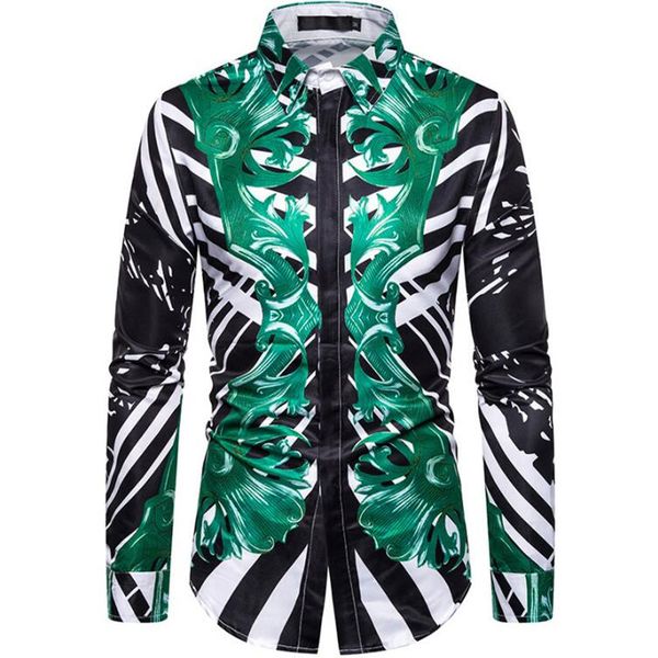 european and american fashion green pattern 3d printed shirt men's long-sleeved shirt, White;black
european and american fashion green pattern 3d printed shirt men's long-sleeved shirt, White;black