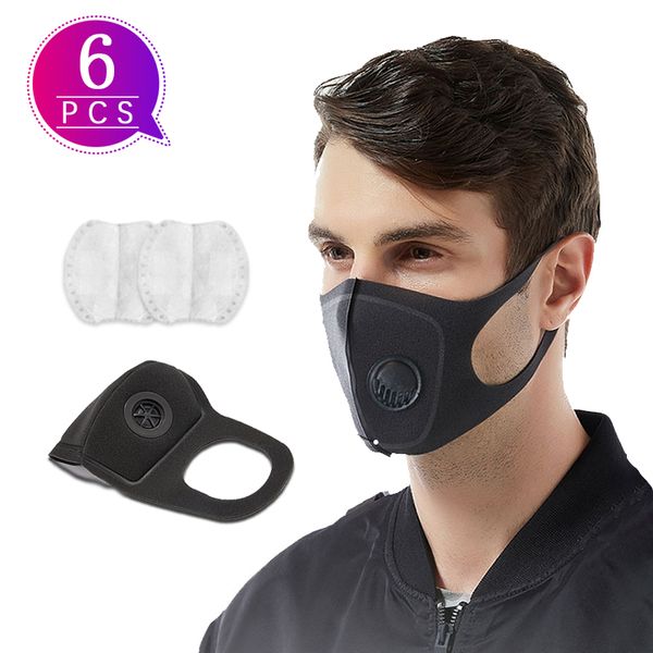 6pcs mouth caps flu with valve sergical cotton personality reusable breathable pm2.5 mask