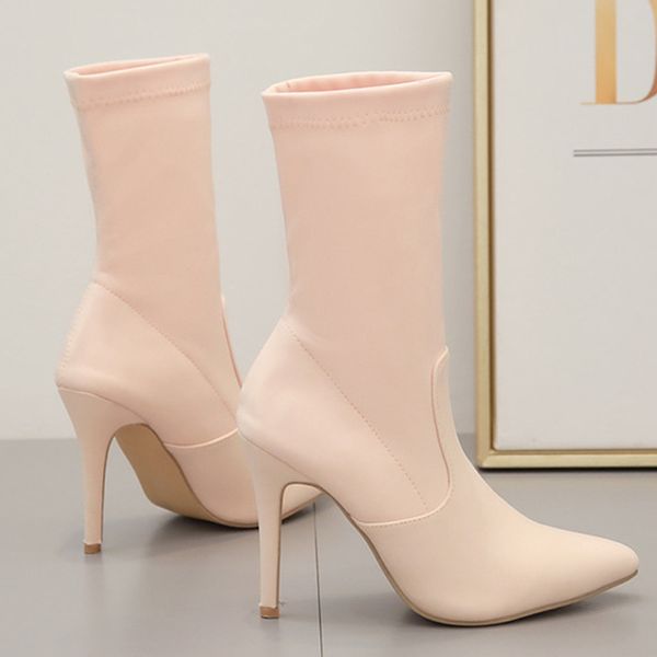 stretch nude bottes femme zapatos de mujer stiletto thin high heels boots women silk botas slim leg sock botines winter, Black
stretch nude bottes femme zapatos de mujer stiletto thin high heels boots women silk botas slim leg sock botines winter, Black