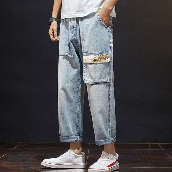 men's jeans men loose trendy pocket pants straight 9-point fat large ankle-length wide-leg, Blue
men's jeans men loose trendy pocket pants straight 9-point fat large ankle-length wide-leg, Blue