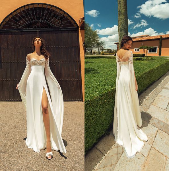 elegant wedding dresses jewel sheer long sleeve high-split applique lace a line wedding gown beach sweep train vestidos de novia, White
elegant wedding dresses jewel sheer long sleeve high-split applique lace a line wedding gown beach sweep train vestidos de novia, White
