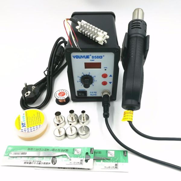 air gun 700w youyue 858d+ esd soldering station digital desoldering station + 6 air nozzles + heating core with solder past
air gun 700w youyue 858d+ esd soldering station digital desoldering station + 6 air nozzles + heating core with solder past