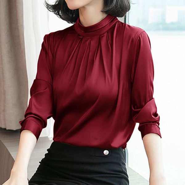 vintage wine red satin women blouse turtle neck pleated luxury blouse shirt solid long sleeve fashion elegant ladies 2020, White
vintage wine red satin women blouse turtle neck pleated luxury blouse shirt solid long sleeve fashion elegant ladies 2020, White