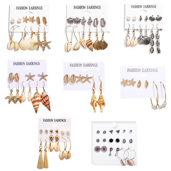 retro fashion women natural shell earrings set boho artificial crystal pearl small ear stud earring gifts for girls lady, Silver
retro fashion women natural shell earrings set boho artificial crystal pearl small ear stud earring gifts for girls lady, Silver