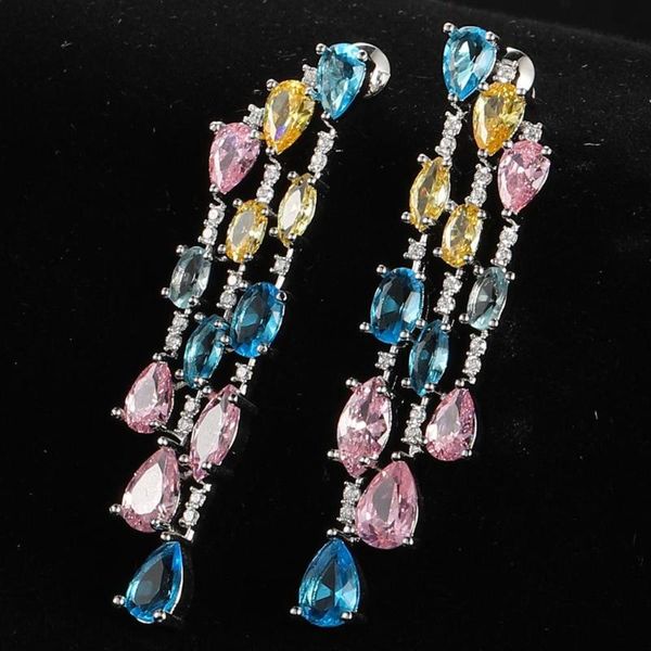 tassels long dangle earrings for women wedding cubic zircon crystal cz dubai bridal earrings fashion jewelry e7067, Silver
tassels long dangle earrings for women wedding cubic zircon crystal cz dubai bridal earrings fashion jewelry e7067, Silver