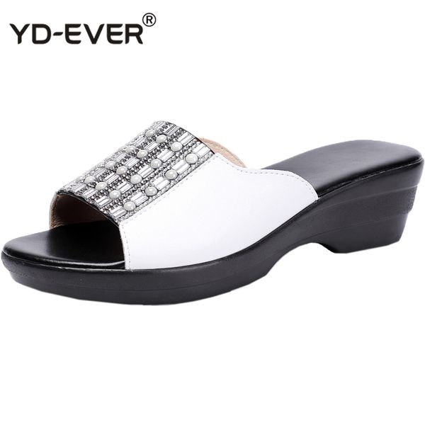 rhinestone wedges slippers new summer female sandals sequins genuine leather cowhide women's shoes plus size 40-42, Black
rhinestone wedges slippers new summer female sandals sequins genuine leather cowhide women's shoes plus size 40-42, Black