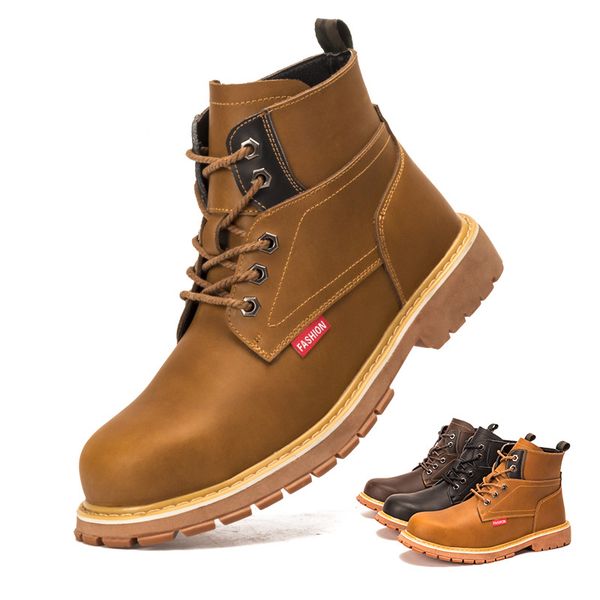 men fashion big size steel toe covers working safety boots platform genuine leather cowboy shoes tooling security ankle bota man, Black
men fashion big size steel toe covers working safety boots platform genuine leather cowboy shoes tooling security ankle bota man, Black