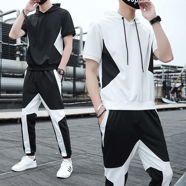 trainingspak mannen new summer set men hooded stitching contrast color short-sleeved pants suit black white pantaloni tuta uomo, Gray
trainingspak mannen new summer set men hooded stitching contrast color short-sleeved pants suit black white pantaloni tuta uomo, Gray