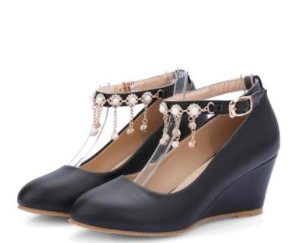 2019 women's shoes in spring and autumn with new style slope heel round head@6048, Black
2019 women's shoes in spring and autumn with new style slope heel round head@6048, Black