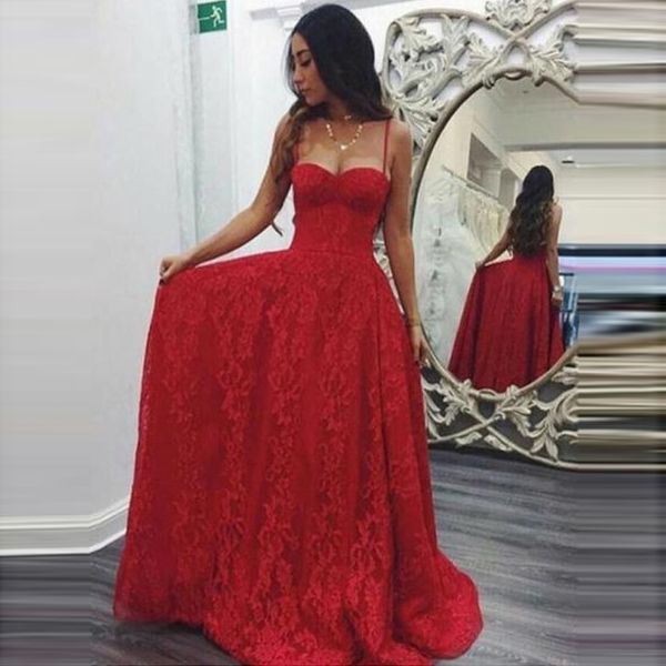 charming red spaghetti strap a line prom dress sweetheart neckline floor length zipper back lace robes de soirée evening gown, Black
charming red spaghetti strap a line prom dress sweetheart neckline floor length zipper back lace robes de soirée evening gown, Black