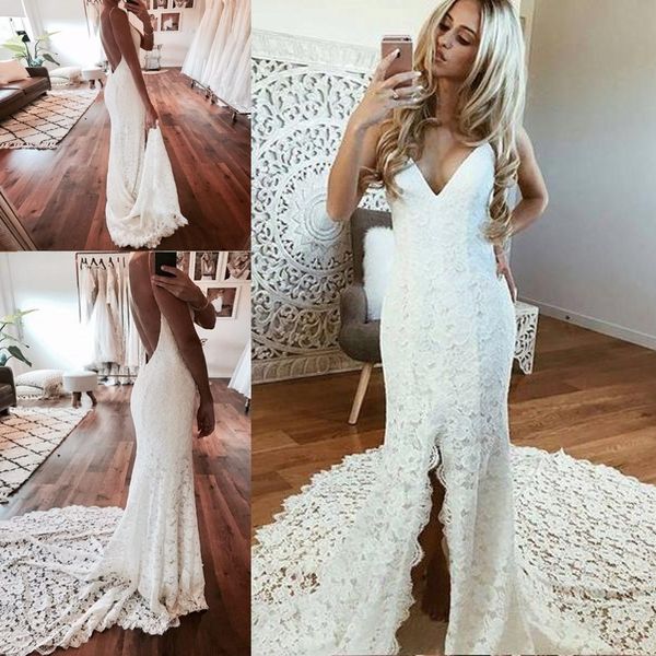 Mermaid Bridal Gowns Lace Sleeveless Sexy White Wedding Dresses Plus Size Spaghetti Backless Bridal Dress vestidos de novia robes de mariée
Mermaid Bridal Gowns Lace Sleeveless Sexy White Wedding Dresses Plus Size Spaghetti Backless Bridal Dress vestidos de novia robes de mariée