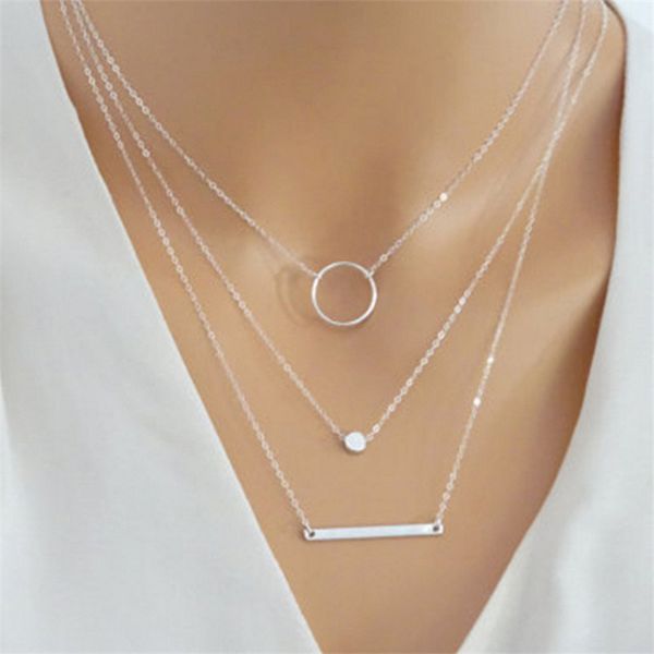 charm multi layer metal bar circle necklace cute pendant choker chain for female gift romantic wedding jewelry collier, Silver
charm multi layer metal bar circle necklace cute pendant choker chain for female gift romantic wedding jewelry collier, Silver