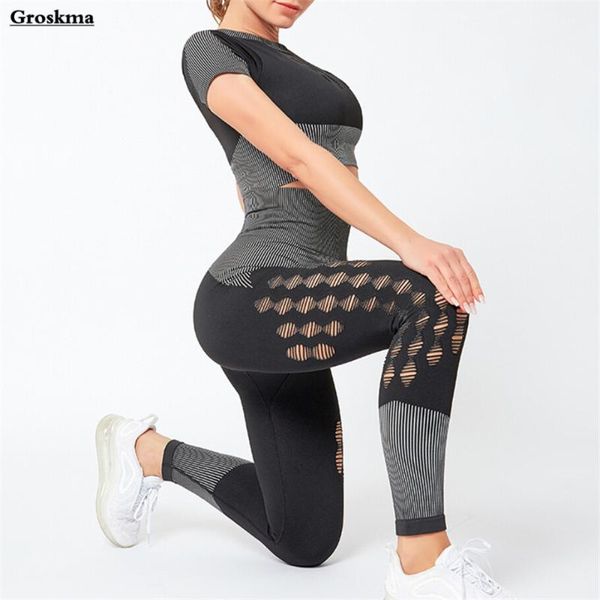 high waist pants+crop t shirt women yoga two piece set hollow out fitness gym sportswear clothing seamless suits sets
high waist pants+crop t shirt women yoga two piece set hollow out fitness gym sportswear clothing seamless suits sets