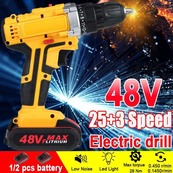 3 in 1 25 torque electric drill cordless screwdriver 48v 3 speed driver rechargeable 13000mah with 2 li-ion battery 110v 220v
3 in 1 25 torque electric drill cordless screwdriver 48v 3 speed driver rechargeable 13000mah with 2 li-ion battery 110v 220v