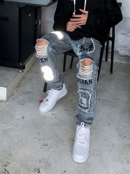 jeans trousers patch mens spring solid printed fashion applique male letter reflective zipper fly hole boys streetwears cqkhe, Black
jeans trousers patch mens spring solid printed fashion applique male letter reflective zipper fly hole boys streetwears cqkhe, Black