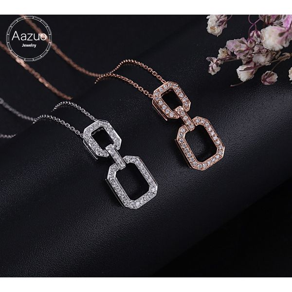 aazuo 100% 18k white gold rose gold real diamond fashion double square necklace gifted for women 18 inch link chain au750, Silver
aazuo 100% 18k white gold rose gold real diamond fashion double square necklace gifted for women 18 inch link chain au750, Silver