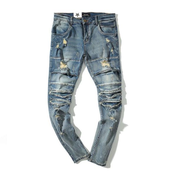 high-end fashion personality cats must be holed jeans washed and worn old knee hole feet pants men's denim pants, Blue
high-end fashion personality cats must be holed jeans washed and worn old knee hole feet pants men's denim pants, Blue