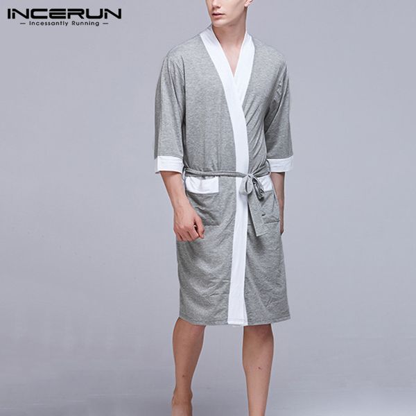 men's sleepwear fashion men robes half sleeve leisure pockets patchwork bathrobe summer soft nightgown 2021 homewear s-5xl incerun, Black;brown
men's sleepwear fashion men robes half sleeve leisure pockets patchwork bathrobe summer soft nightgown 2021 homewear s-5xl incerun, Black;brown